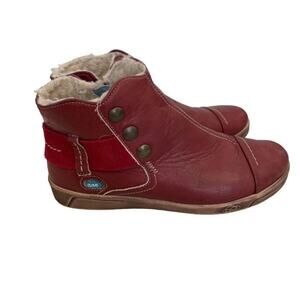 Cloud Aline Round Toe Wool Ankle Bootie Women 39 Red Leather Comfort Winter Shoe